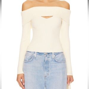 NWT - AINSLEY RIBBED OFF SHOULDER SWEATER